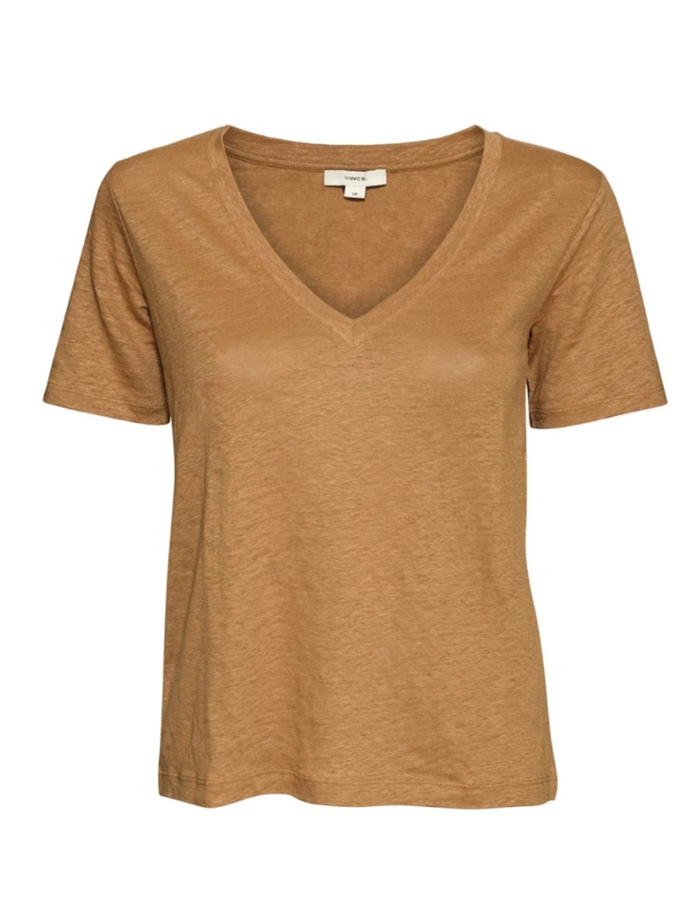 Vince Elbow Sleeve Linen V Neck Tee Size Smll